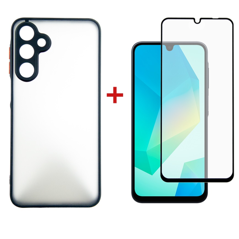 Чохол-накладка Dengos Matt для Samsung Galaxy A16 SM-A165 Black (DG-KM-133) + захисне скло