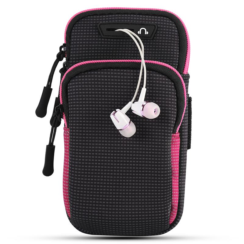 Спортивний чохол на руку BeCover BC0011 6.5“ Black/Pink (705345) + органайзер для навушників