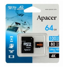Карта пам`ятi MicroSDXC 64GB UHS-I/U3 Class 10 Apacer (AP64GMCSX10U8-R) + SD адаптер