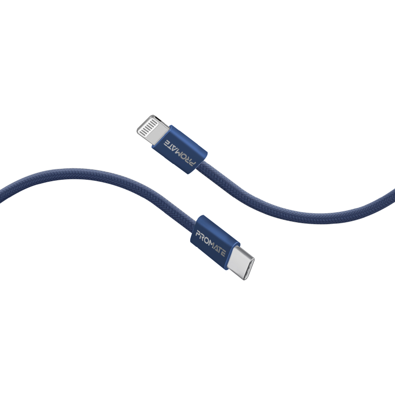 Кабель Promate EcoLine-Ci120 USB Type-C - Lightning (M/M), 3 A, 27 W, 1.2 м, Navy