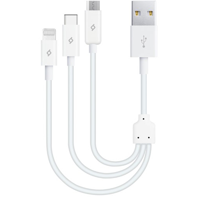 Кабель Ttec MiniCable Trio USB - Lightning + micro USB + USB Type-C (M/M), 0.3 м, White (2DK13)