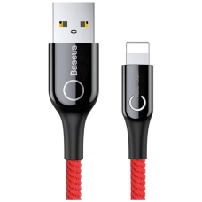 Кабель Baseus C-shaped Light Intelligent Power-Off USB - Lightning (M/M), 2.4A, 1 м Red (CALCD-09)