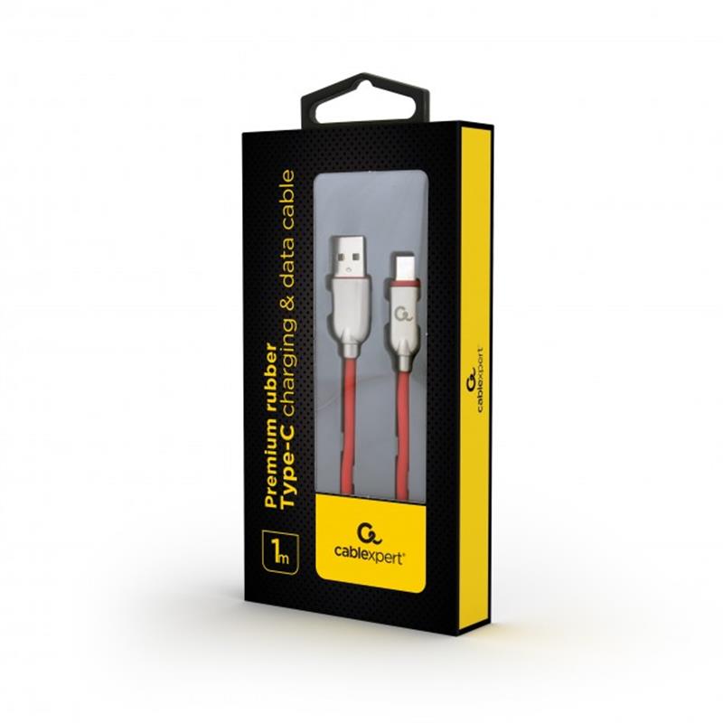 Кабель Cablexpert USB - USB Type-C V 2.0 (M/M), 2.1 А, преміум, 1 м, червоний (CC-USB2R-AMCM-1M-R)