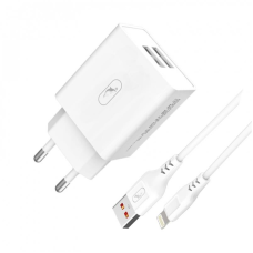 Зарядний пристрій SkyDolphin SC30L (2USB, 2.1A) White (MZP-000112) + кабель Lightning