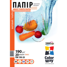 Фотопапiр ColorWay матовий 190г/м2 A4 20 арк. (PM190020A4)