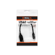 Кабель REAL-EL USB Type-C - USB V 2.0 (M/F), 0.1 м, чорний (EL123500017)