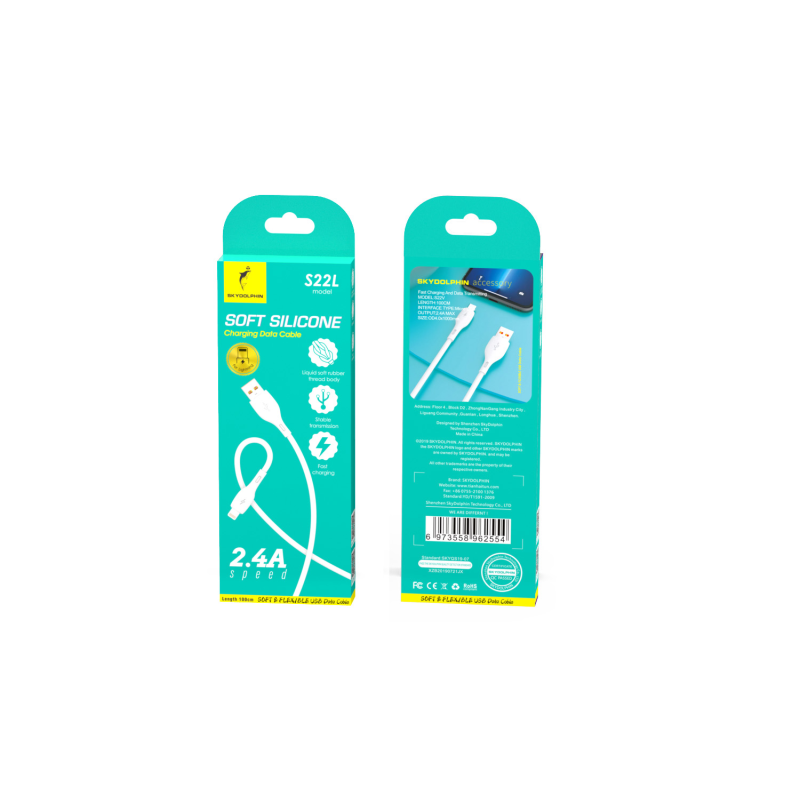 Кабель SkyDolphin S22L Soft Silicone USB - Lightning (M/M), 1 м, White (USB-000599)