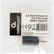 Адаптер Cablexpert 2.5 мм - 3.5 мм (M/F), чорний (A-3.5F-2.5M)
