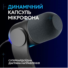Мiкрофон Logitech Yeti GX Dynamic RGB Gaming Mic with Lightsync Black (988-000569)