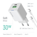 Мережевий зарядний пристрій ColorWay GaN Mini 30W PD Port PPS USB (Type-C PD + USB QC4.0) White (CW-CHS053PDC-WT) + кабель USB Type-C
