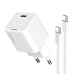 Мережевий зарядний пристрій ColorWay GaN Mini 30W PD Port PPS USB-C White (CW-CHS054PDC-WT) + кабель USB Type-C
