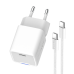 Мережевий зарядний пристрій ColorWay GaN Mini 30W PD Port PPS USB-C White (CW-CHS054PDC-WT) + кабель USB Type-C