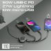 Кабель Promate USB Type-C - USB Type-C Lightning microUSB (M/M), 3A, 60W, 1.1 м, Black (triocord-r.black)