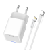 Мережевий зарядний пристрій ColorWay GaN Mini 20W PD Port PPS USB-C White (CW-CHS059PD-WT) + кабель Lightning