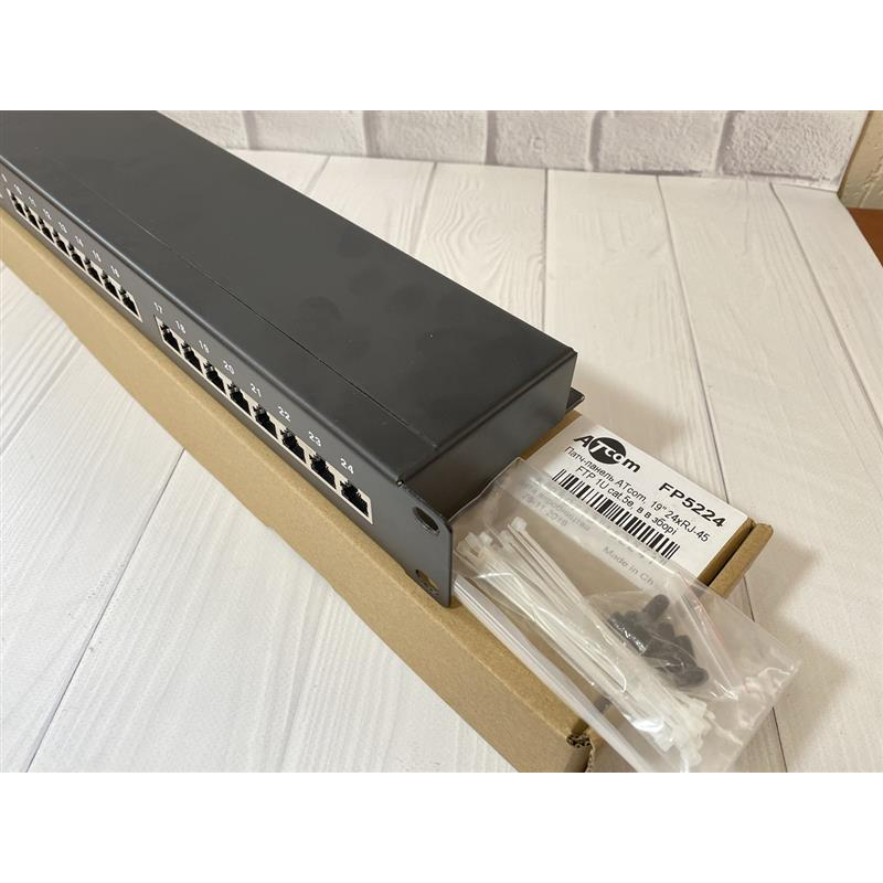 Патч-панель Atcom FP5224 19“ 24хRJ-45 FTP 1U cat.5е, в зборі