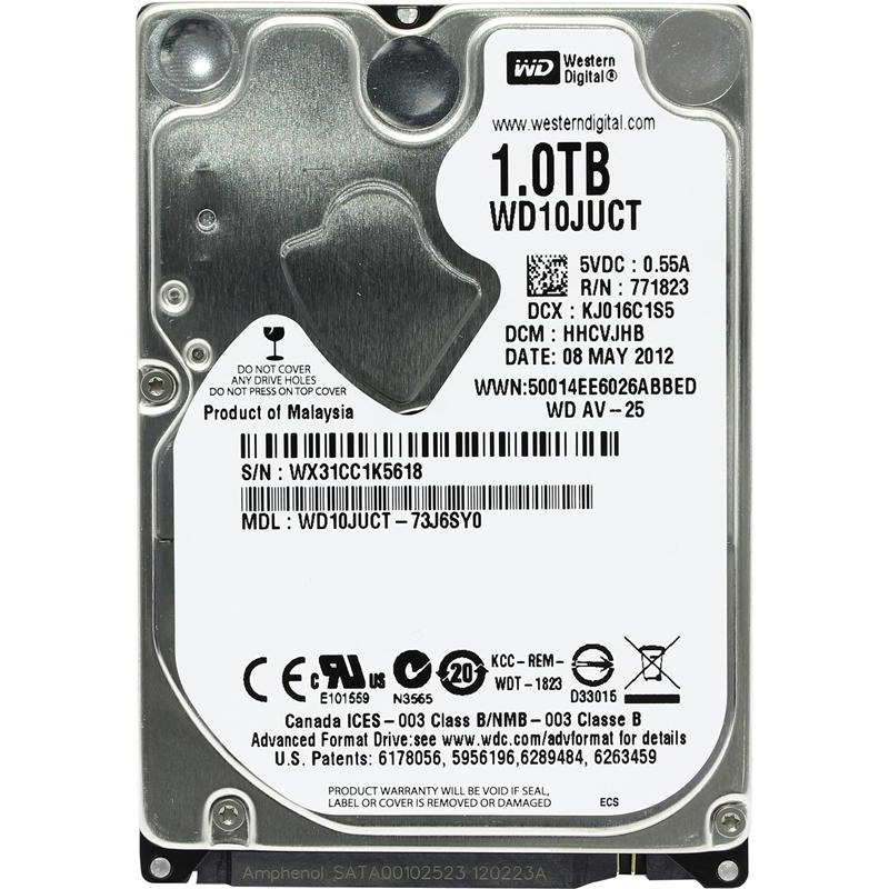 Накопичувач HDD 2.5“ SATA 1.0TB WD AV-255400rpm 16MB (WD10JUCT) Refurbished