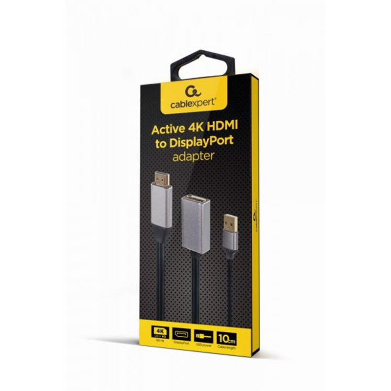 Адаптер Cablexpert HDMI - DisplayPort (M/F), 0.1 м, Black/Grey (A-HDMIM-DPF-02)