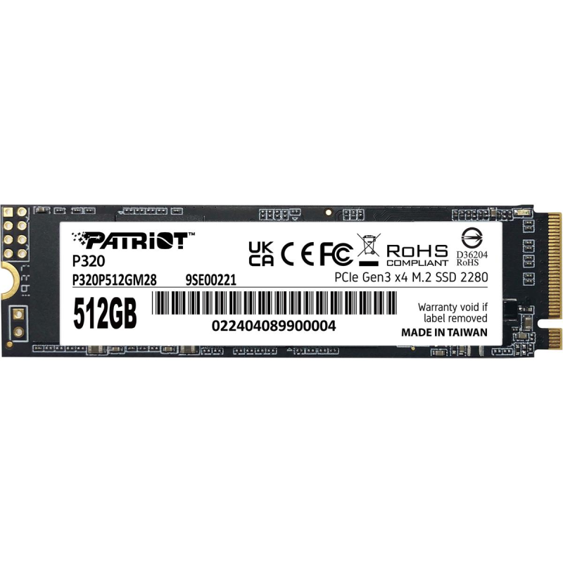 Накопичувач SSD 512GB Patriot P320 M.2 2280 PCIe 3.0 x4 NVMe 3D NAND (P320P512GM28)