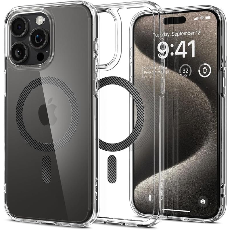 Чохол-накладка Spigen Ultra Hybrid MagFit для Apple iPhone 15 Pro Max Carbon Fiber (ACS06578)