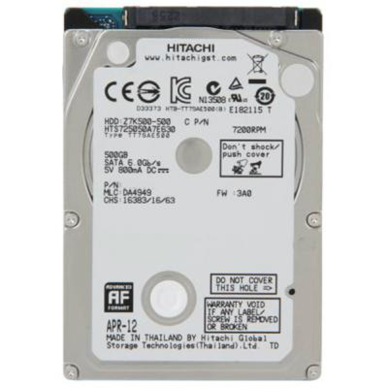 Накопичувач HDD 2.5“ SATA 500GB Hitachi (HGST) Travelstar Z7K500 7200rpm 32MB (HTS725050A7E630/0J38075)