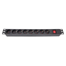 Блок розеток Atcom 1U 19“ (PDU-8W-CN-WS) 8 розеток, з вимикачем, ал. корпус, німецький тип, без кабеля